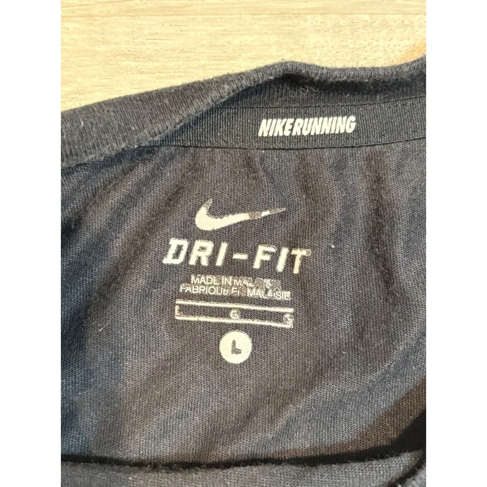 Nike Dri-FIT Running T-Shirt Graphic‎ Tee Athletic Top I Run Black L